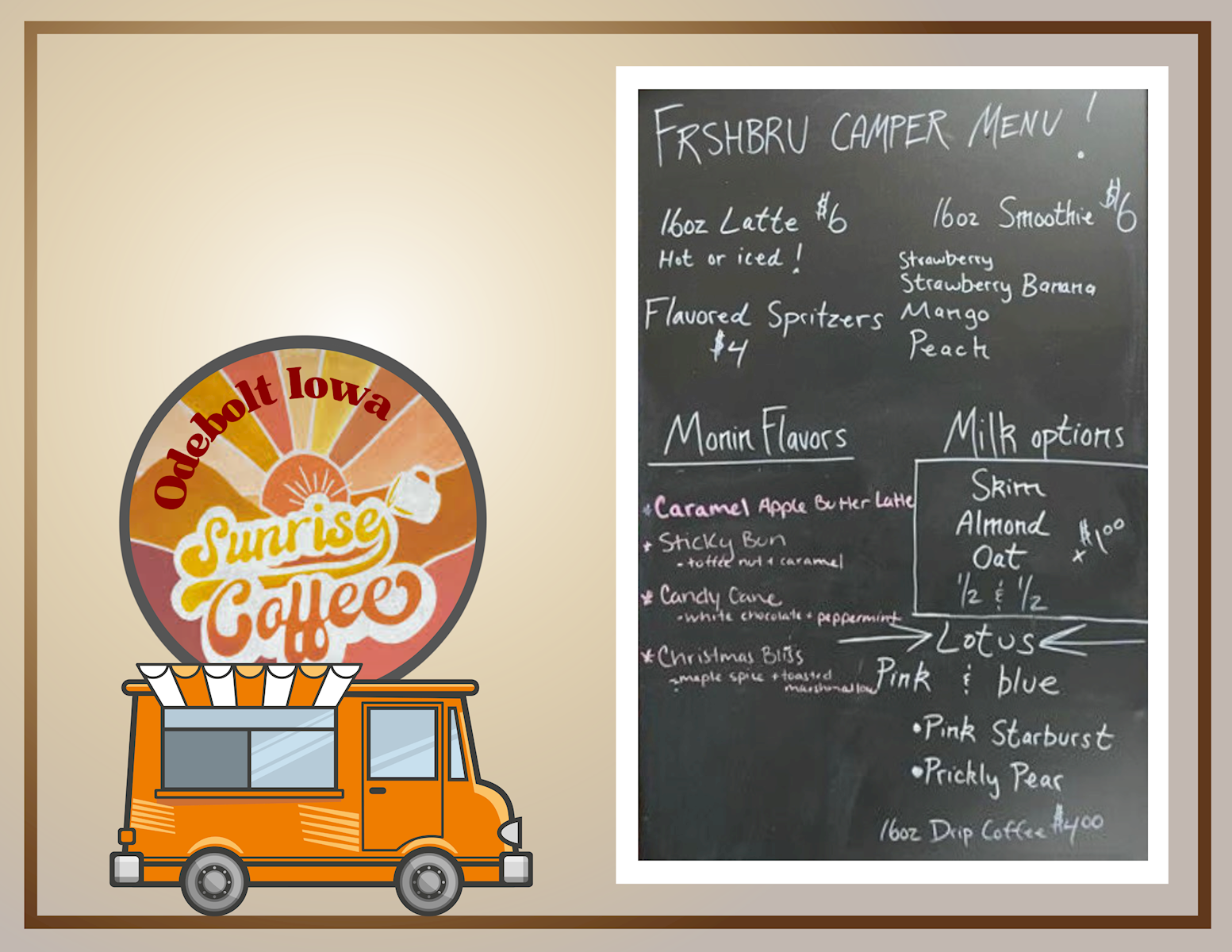 Sunrise Coffee Menu